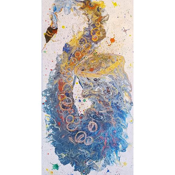 Art Print from my Original Work 9" x 18" "Saxaphone Splatter" Acid Free Paper - Picture 2 of 2